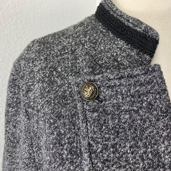 Y2K Tommy Hilfiger Heather Gray Military Knit Jacket XL Open Steampunk Goth Punk - Picture 3 of 12